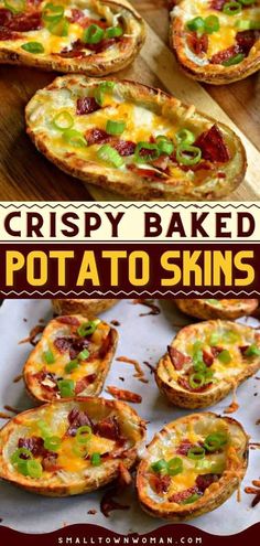 crispy baked potato skins with bacon and green onions