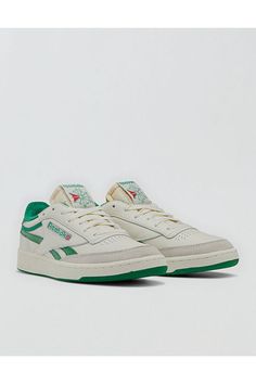 Leather upper/Removable EVA foam sockliner/Die-cut EVA midsole/Rubber outsole/Not eligible for promotions | Only ships within the USA Club C Revenge Vintage Shoes, Reebok Club C 85 Green, Club C Vintage Reebok, Reebok Club C Revenge Vintage, Men’s Reebok Sneakers, Aerie Bras, White Jeans Men, Athletic Fit Jeans, Reebok Sneakers