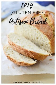 a loaf of gluten free artisan bread sitting on top of a piece of parchment paper