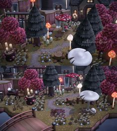 Acnh Themes, Acnh Spooky, Witchy Forest, Fairy Island, Cottagecore Animal Crossing, Witchy Cottagecore, Gaming Ideas, Pink Island, Nature Witch