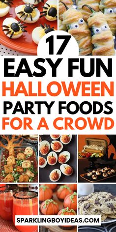 Elevate your Halloween gatherings with our spooky Halloween party foods! Discover witchy treats, creepy snacks, and ghostly desserts that will thrill your guests. From pumpkin-themed snacks to ghoulish party food ideas, our Halloween recipes are perfect for Halloween finger foods. Dive into vampire-inspired snacks and mummy-shaped appetizers for a creepy Halloween candy buffet. Our fall party foods and haunted house treats will make your celebration unforgettable. Party Food Halloween, Spooky Dishes For Halloween Party, Cheap And Easy Halloween Party Food, Halloween Gathering Ideas, Easy Halloween Potluck Ideas, Halloween Theme Food Ideas, Halloween Finger Food Snacks, Snacks For Halloween Party, Cute Halloween Party Food