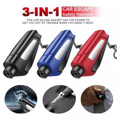 3 in 1 car escape safety hammer