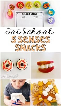 a series of photos showing different types of snacks and how to use them for snacking