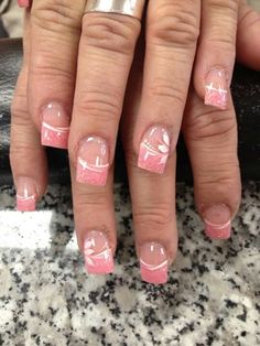 Moms Nails, Summer French Nails, Disney Acrylic Nails, Nail Tip Designs, French Manicures, French Tip Nail Designs, Gel Nail Art Designs, Square Nail Designs, Fancy Nails Designs