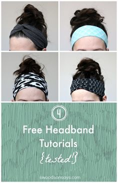 the instructions for how to tie headbands with hair ties in four different ways