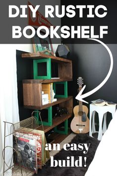 the diy rustic bookshelf is easy to build and looks great in any room