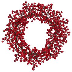 a red berry wreath on a white background