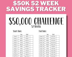 the $ 50, 000 challenge for saving money is shown in this printable poster