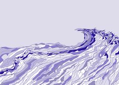 an abstract drawing of a wave in blue and white colors on a light purple background