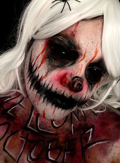 Makeup halloween, welcome october, bienvenido octubre, maquillaje de halloween Gore Costume Ideas, Spooky Halloween Makeup Looks, Creepy Zombie Makeup, Easy Special Effects Makeup, Halloween Costume Scary Women, Scary Alien Makeup, Halloween Scary Face Paint, Demon Clown Makeup, Zombie Sfx Makeup Gore