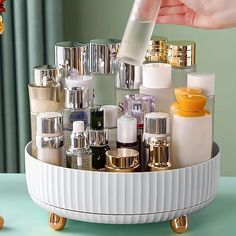 Makeup Perfume Organizer, 360 Degree Rotating Cosmetic Desk Storage, Lotions Display Case, Round Gift Tray With Large Capacity, For Your Jewelry 2024 - $18.39 Make Up Storage, Perfume Storage, Gift Tray, Perfume Organization, Cosmetic Display, Luxury Cosmetics, Skincare Organization, Tray Organization, Desktop Storage