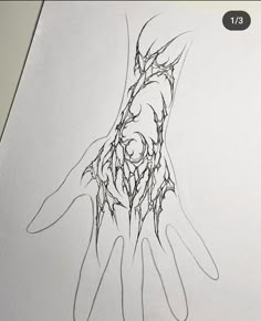 a drawing of a hand holding something in it's palm