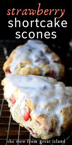 strawberry shortcake scones on a cooling rack