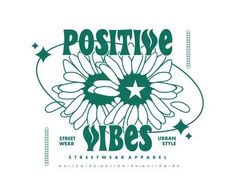 the logo for positive vibes, an urban streetwear apparel brand that uses sunflowers and stars