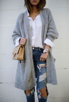 Aimee Song, Song Of Style, Gray Cardigan, Cardigan Outfits, Oversized Cardigan, Mode Inspiration, Fall Winter Outfits, Look Chic, Outfits Casuales