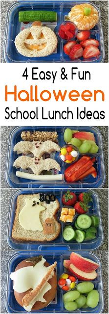 four easy and fun halloween school lunch ideas for kids to make with their own hands