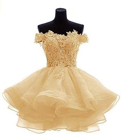 Elegant Yellow Appliques Tulle Dress Off The Shoulder Homecoming Dress, Dama Dresses, Dress Ruffles, Lace Beach Wedding Dress, Two Piece Homecoming Dress, Short Homecoming Dress, Lace Homecoming Dresses, Short Prom Dress, Plus Size Prom Dresses