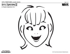 Pumpkin stencil of Mavis, Dracula's daughter, from Hotel Transylvania 2. Hotel Transylvania Pumpkin Carving, Vampire Birthday, Mavis Hotel Transylvania, Template Craft