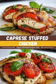 caprese stuffed chicken with tomatoes and basil