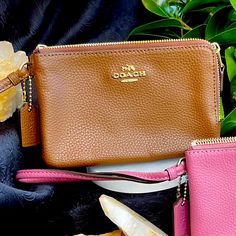 Brand New Coach Double Pouch Wristlet Style Wallet. The Coach Color Listed Is “Saddle”. Think Light Brown But Darker Than Tan. Brown Mobile Phone Pouch, Coach Rectangular Brown Coin Purse, Brown Rectangular Coach Coin Purse, Brown Wallet With Zipper Pouch For On-the-go, Brown Wallets With Zipper Pouch For On-the-go, Wristlet Clutch With Cell Phone Pocket, Coach Wallets With Cell Phone Pocket For Daily Use, Brown Pouch Wristlet For On-the-go, Brown Wristlet Clutch With Card Slots