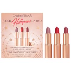 A travel-size trio of Charlotte Tilbury’s Hollywood icons for a super-flattering, contoured lip look.Ingredient Callouts: Free of parabens, formaldehydes, formaldehyde-releasing agents, phthalates, retinyl palmitate, oxybenzone, coal tar, hydroquinone, sulfates SLS & SLES, triclocarban, triclosan, and contains less than one percent synthetic fragrance. These products are also vegan.What Else You Need to Know: Reshape and resize your lips with these mini Hollywood icons. Designed to inspire a loo Coal Tar, Baby Rosa, In Icon, Makeup Gift Sets, Lips Shades, How To Clean Makeup Brushes, Hollywood Icons, Lipstick Set, Jeffree Star Cosmetics