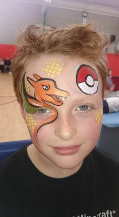 Pokemon Face Paint, Pokemon Facepaint, Mime Face Paint, Pokemon Faces, Face Painting For Boys, Face Painting Tutorials, Kids Face Paint