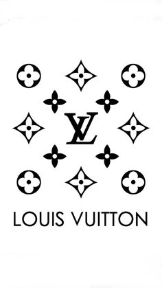 the louis vuitton logo is shown in black and white, surrounded by other symbols