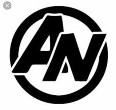 the avengers logo in black and white with an arrow on it's right side