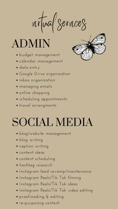 the social media checklist is shown in black and white, with an image of a butterfly