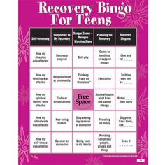 Recovery Bingo Game for Teens product image Group Therapy Ideas, Therapeutic Games, Group Counseling Activities, Recreational Therapy, Life Skills Curriculum, Therapeutic Recreation, Training Activities, Group Counseling, Activities For Teens