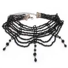 𝔇𝔢𝔱𝔞𝔦𝔩𝔰: Style: Goth, Darkwear, Alternative Materials: Beads Quantity: 1 pc Classic goth chokers feature a multi-layer structure and weaving technique It goes well with any goth dress or top for a graceful look Enjoy free shipping with a purchase of over 80$ Black Necklaces For Halloween Concert, Black Alternative Necklace For Concert, Black Necklace For Halloween Concert, Black Alternative Style Necklace For Concerts, Alternative Style Black Necklace For Concerts, Black Halloween Necklace For Concert, Alternative Black Necklaces For Festivals, Alternative Style Black Necklaces For Festivals, Black Choker Necklace For Cosplay