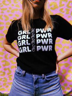 - Girl Power Tee - Black - REDWOLF Girl Power Tee, Denim Jeans Jacket, Feminist Tees, Girl Power Shirt, Grl Pwr, Women Artists, Pants Denim, Jeans Jacket, Jewellery Accessories