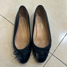 Black Chanel Flats. Great Condition And Stylish Black Chanel Flats, Black Chanel Ballet Flats, Chanel Shoes Black, Chanel Black Quilted Flats, Chanel Flats, Chanel Shoes, Shoes Black, Loafer Flats, Flat Shoes Women