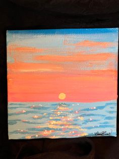 an acrylic painting of a sunset over the ocean