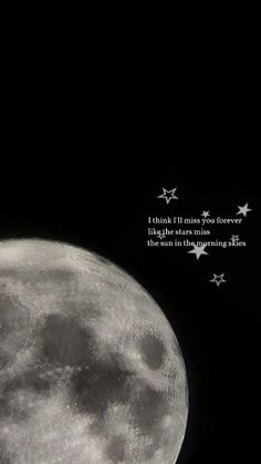 the full moon with stars in the sky above it and a poem written on top