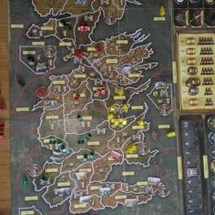 a game board with lots of items on it