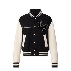 LOUIS VUITTON® - Signature Varsity Blouson - Black Louis Vuitton College Jacket, Designer Varsity Jacket, Lv Jacket, Lv Clothes, Louis Vuitton Clothes, Louis Vuitton Sweater, Varsity Jacket Black, Louis Vuitton Jacket, Tommy Hilfiger Kids