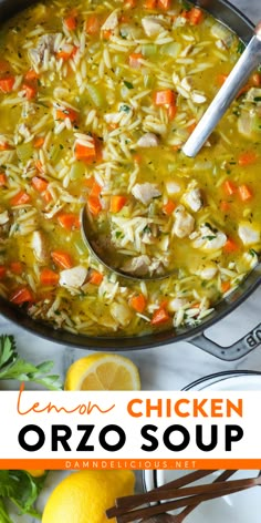 Easy fall comfort food! In just 30 minutes, you can have this Lemon Chicken Orzo Soup that's chock full of veggies in a refreshing broth. Such a delicious soup! Put this cozy dinner recipe on your rotation! Lemon Chicken Orzo, Orzo Soup Recipes, Orzo Soup, Orzo Recipes, Chicken Orzo, Chicken Orzo Soup, Lemon Chicken Orzo Soup, Best Soup Recipes