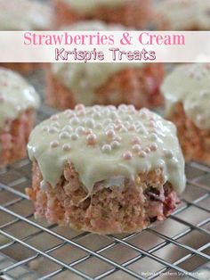 some food that is on top of a cooling rack and has frosting on it