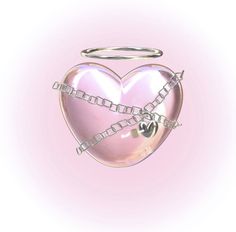 a pink heart with an angel's halo and two hearts attached to the sides