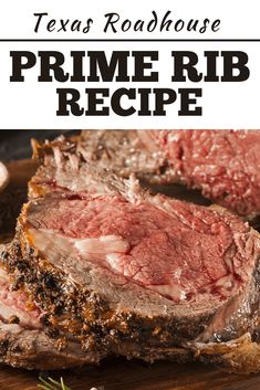 prime rib steak recipe on a cutting board with text overlay