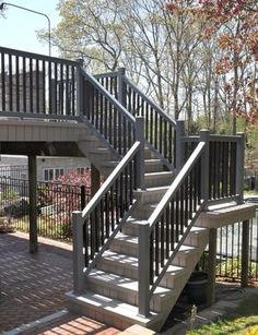 a set of stairs leading up to a deck