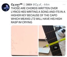 a tweet with an image of a guitar and the caption reads, cryx83 they are chords written over