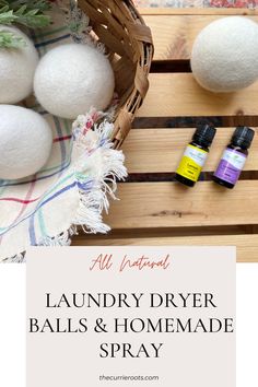 an image of laundry dryer balls and homemade spray