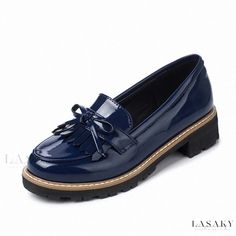 Lasaky - Tassel Low Heel Casual Loafers - College Style Shoes Wide Width Shoes For Women, Platform Dress Shoes, Shape Party, Flat Oxford Shoes, Medium Heel Shoes, Shoes For Woman, Tassel Shoes, Footwear For Women, Comfortable Slippers