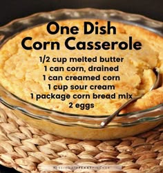 one dish corn casserole recipe with instructions