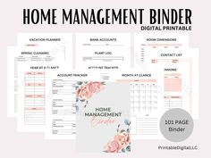 printable home management binder with flowers