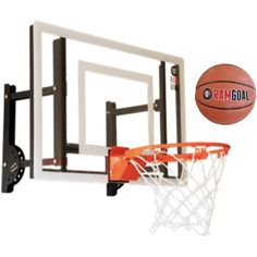 an image of a basketball going through the hoop with it's backboard on