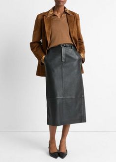 Buy Leather Mid-Rise Pencil Skirt for USD 1050.00 | Vince Leather Pencil Skirt Outfit, Pencil Skirt Outfit, Baby Clothes Sale, Pencil Skirt Outfits, Paris Trip, Suede Blazer, Leather Pencil Skirt, Sweater Collection, Pencil Skirt Black