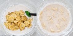 two bowls filled with cereal and banana slices